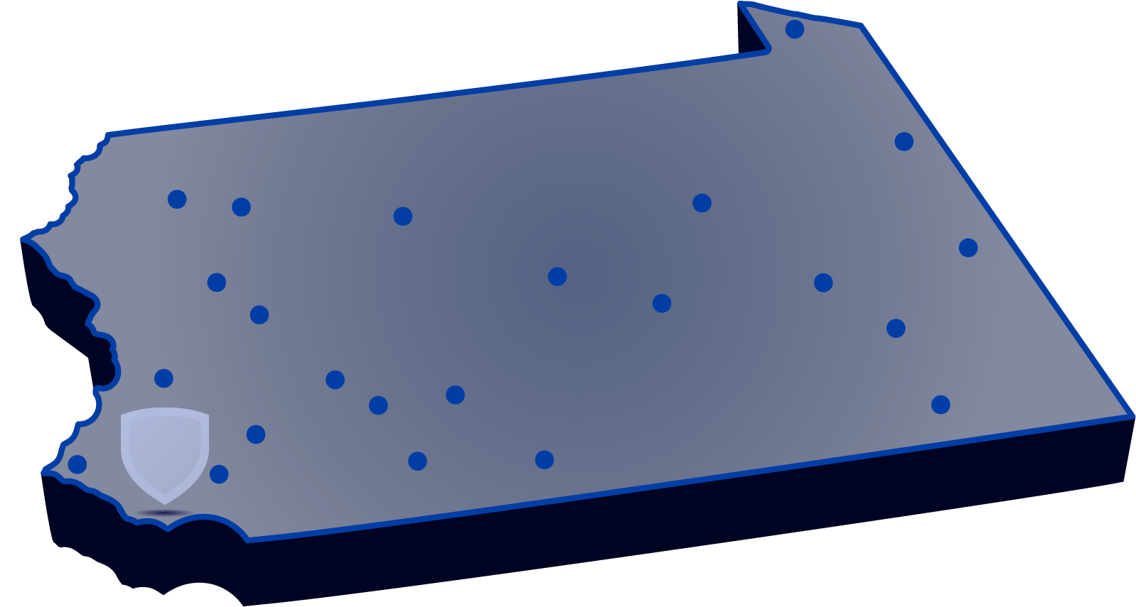 Penn State Brandywine highlighted on a map of campuses across the state of Pennsylvania